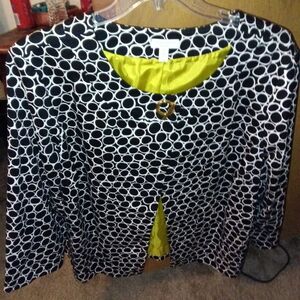 Charter Club Navy and White Circle Pattern Jacket with Gold Detail